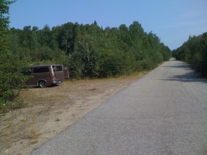 Abandoned road campsite